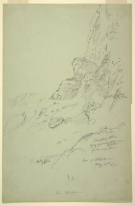 Rysunek, podstawa wzgórza na zachód od Suk Wadi, Barada, 4 maja 1868 r. autorstwa Frederic Edwin Church
