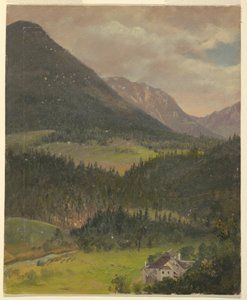 Rysunek, krajobraz Alp Bawarskich, 1868 r. autorstwa Frederic Edwin Church