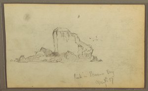 Rysunek, Bireds, "Skała w Zatoce Panamskiej"; Verso: "Ciężkie winorośle", 15 maja 1857 r. autorstwa Frederic Edwin Church
