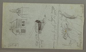 Rysunek, Kaskada, prawdopodobnie Konigssee, Bawaria, 1868 r. autorstwa Frederic Edwin Church