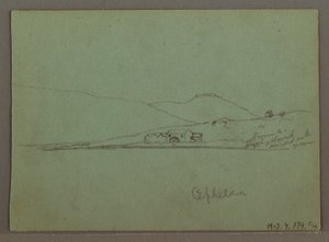 Rysunek, Kefalonia, Grecja, kwiecień 1869 r. autorstwa Frederic Edwin Church