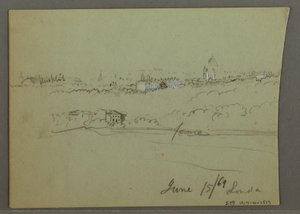 Rysunek, City of London, prawdopodobnie 1869 r. autorstwa Frederic Edwin Church
