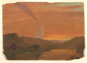 Rysunek, Studium chmury o zachodzie słońca, 1850-60 autorstwa Frederic Edwin Church