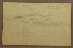 Rysunek, Studium chmur nad wzgórzami, lata 60. XIX wieku autorstwa Frederic Edwin Church