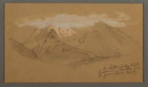 Rysunek, Chmury nad szczytami górskimi, prawdopodobnie 1868 r. autorstwa Frederic Edwin Church