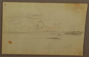 Rysunek, Chmury nad pasmem wzgórz, 1863 r. autorstwa Frederic Edwin Church