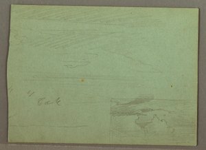 Rysunek, pochmurne niebo nad grzbietem, sierpień 1871 r. autorstwa Frederic Edwin Church