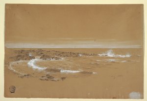 Rysunek, linia brzegowa, Grand Manan, Kanada, sierpień 1851 r. autorstwa Frederic Edwin Church