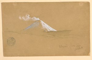 Rysunek, Cotopaxi z okolic Ambato, Ekwador, 1853 r. autorstwa Frederic Edwin Church