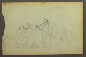 Rysunek, kryty wóz, trzy studia kobiety, prawdopodobnie 1868 r. autorstwa Frederic Edwin Church
