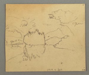 Rysunek, martwe drzewa, roślina, prawdopodobnie 1868 r. autorstwa Frederic Edwin Church