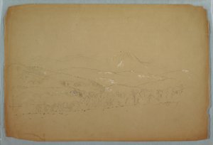 Rysunek, Odległy widok Katahdin z zachodu, ok. 1856 r. autorstwa Frederic Edwin Church