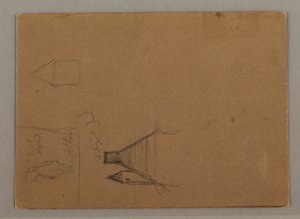 Rysunek, postać, dachy, prawdopodobnie 1869 r. autorstwa Frederic Edwin Church