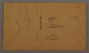 Rysunek, studium postaci, postać w łodzi, ryba, prawdopodobnie 1868 r. autorstwa Frederic Edwin Church