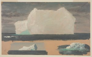 Rysunek, Pływające góry lodowe w pobliżu Twillingate, Nowa Fundlandia, 4 lipca 1859 r. autorstwa Frederic Edwin Church