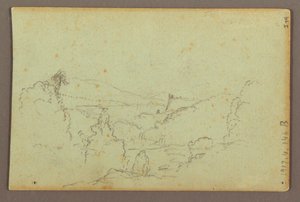 Rysunek, Hennequin Point i wodospad American Falls, rzeka Niagara, prawdopodobnie 1856 r. autorstwa Frederic Edwin Church