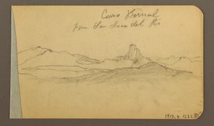 Rysunek, pasma wzgórz i gór, szczyt San Bernal, 1889 r. autorstwa Frederic Edwin Church