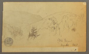 Rysunek, Wzgórza z drzewami, 1860 r. autorstwa Frederic Edwin Church