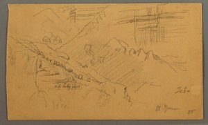 Rysunek, Hillside, luty 1869  autorstwa Frederic Edwin Church