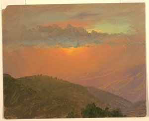 Rysunek, Hilltop o zachodzie słońca, lipiec 1865 r. autorstwa Frederic Edwin Church