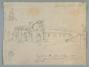 Rysunek, szpital San Juan de Dios, Honda, Kolumbia, 1853 r. autorstwa Frederic Edwin Church