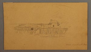 Rysunek, Dom i dok, prawdopodobnie 1859 r. autorstwa Frederic Edwin Church