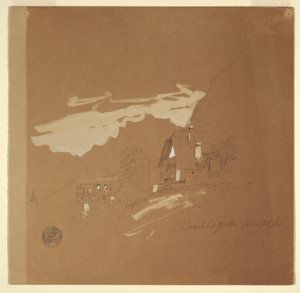 Rysunek, domy w pobliżu Berchtesgaden, Bawaria, 26 lipca 1868 r. autorstwa Frederic Edwin Church