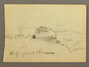Rysunek, Domy na wzgórzu, prawdopodobnie 1868-69 autorstwa Frederic Edwin Church