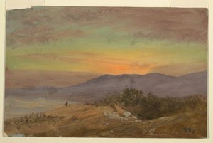 Rysunek, dolina Hudson, zachód słońca, 1869-70 autorstwa Frederic Edwin Church