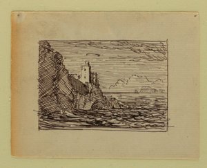 Rysunek, wyimaginowany krajobraz, ok. 1850 r. autorstwa Frederic Edwin Church