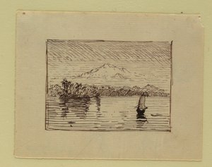 Rysunek, wyimaginowany krajobraz, ok. 1850 r. autorstwa Frederic Edwin Church