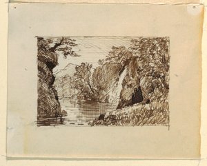 Rysunek, wyimaginowany krajobraz z, ok. 1870-73 autorstwa Frederic Edwin Church