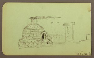 Rysunek, szczyty Itaccihuatl; Verso: piec do pieczenia, 1883 r. autorstwa Frederic Edwin Church