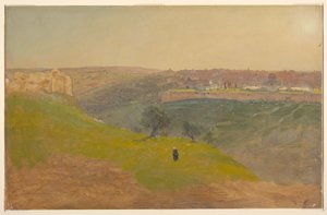 Rysunek przedstawiający Jerozolimę z Góry Oliwnej, marzec 1868 r. autorstwa Frederic Edwin Church