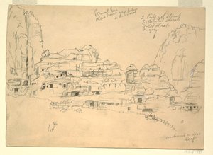 Rysunek, Khirbet-en-Nasara, Petra, Jordania, 26 lutego 1868 r. autorstwa Frederic Edwin Church