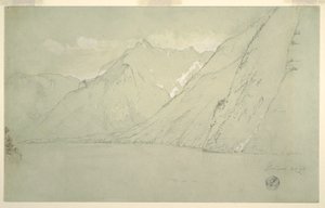 Rysunek, jezioro Königssee z Falkenstein, lipiec 1868 r. autorstwa Frederic Edwin Church