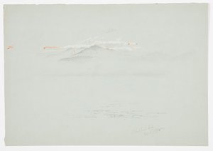 Rysunek, jezioro Millinoket i góra Katahdin, 1878 r. autorstwa Frederic Edwin Church