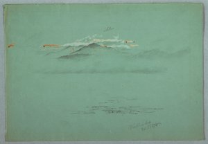 Rysunek, jezioro Millinoket i góra Katahdin, 1878 r. autorstwa Frederic Edwin Church