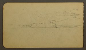 Rysunek, jezioro patrząc w kierunku góry Katahdin, 1878 r. autorstwa Frederic Edwin Church