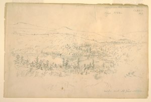 Rysunek, jeziora w pobliżu górskiego domu, wrzesień 1844 r. autorstwa Frederic Edwin Church