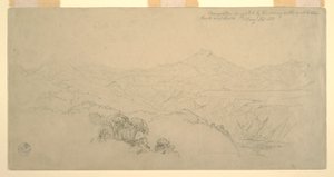 Rysunek, kompozycja krajobrazu: Sugerowana przez scenerię na drodze między Paso w Kolumbii a Quito w Ekwadorze, 26 sierpnia 1853 r. autorstwa Frederic Edwin Church