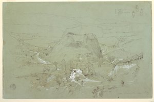 Rysunek, Krajobraz w pobliżu Guarandy, Ekwador, 5 czerwca 1857 r. autorstwa Frederic Edwin Church