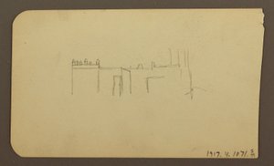 Rysunek, Krajobraz; Verso: Kościół, kwiecień 1885 r. autorstwa Frederic Edwin Church