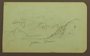 Rysunek, Pejzaż; Verso: Postacie, Kościół, 1883 autorstwa Frederic Edwin Church
