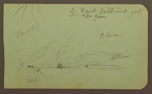 Rysunek, pejzaż; Verso: zbocze góry, 1883 r. autorstwa Frederic Edwin Church