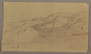 Rysunek, widok krajobrazu z farmy Galleway Hill, Jamajka, Indie Zachodnie, sierpień 1865 r. autorstwa Frederic Edwin Church