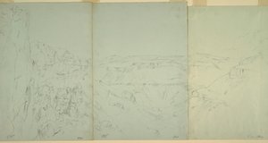 Rysunek, Krajobraz w El Yeman, 1868 r. autorstwa Frederic Edwin Church