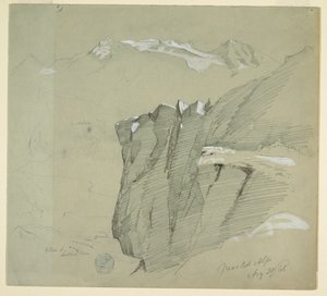 Rysunek, Krajobraz w Alpach Berneńskich, 28 sierpnia 1868 r. autorstwa Frederic Edwin Church