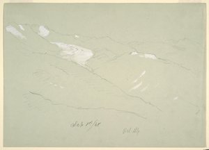 Rysunek, Krajobraz w Alpach Berneńskich, niedaleko Bel Alp, Szwajcaria, wrzesień 1868 r. autorstwa Frederic Edwin Church