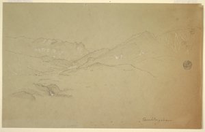 Rysunek, Krajobraz w pobliżu Berchtesgaden, czerwiec-lipiec 1868 r. autorstwa Frederic Edwin Church